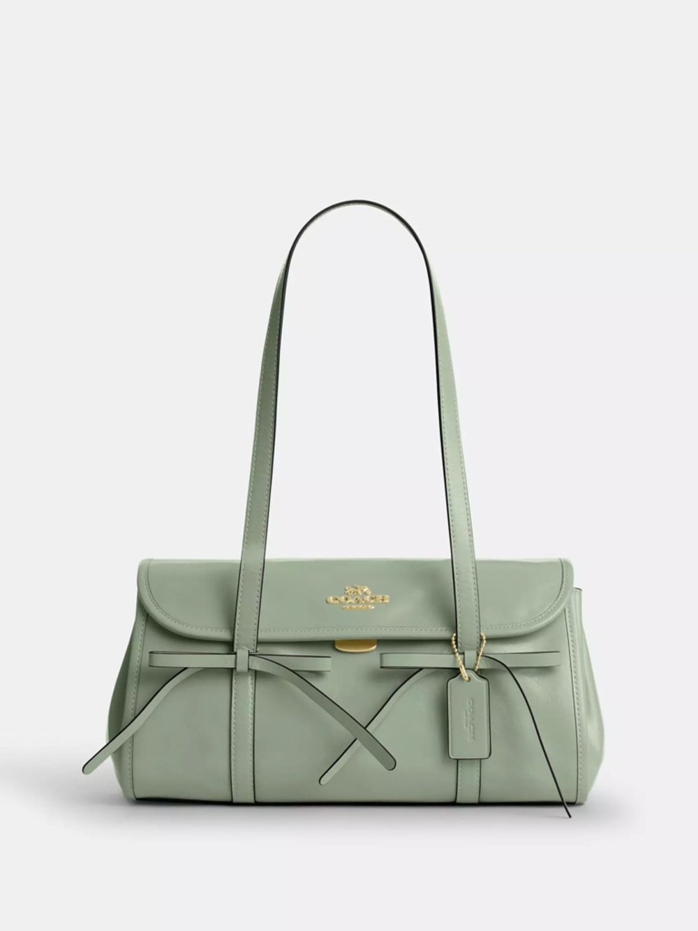 NWT Coach Bridget Flap Shoulder Bag With Bows Leather Light Pistachio CDY94 RARE